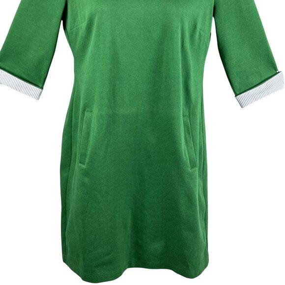 Talbots Womens M Green Stripe Collared Polo Pique Dress Pockets Academia Preppy - Picture 5 of 16